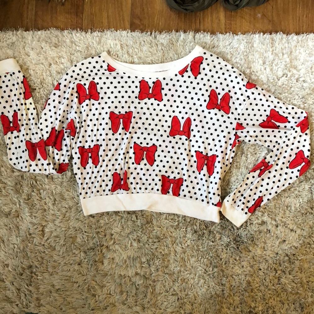 Disney Minnie bow Long sleeve crop top